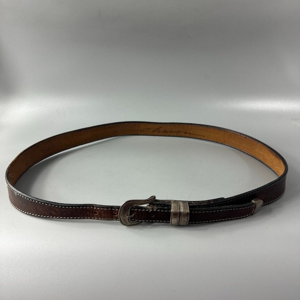 Vintage Chacon Sterling Silver Buckle Leather Belt